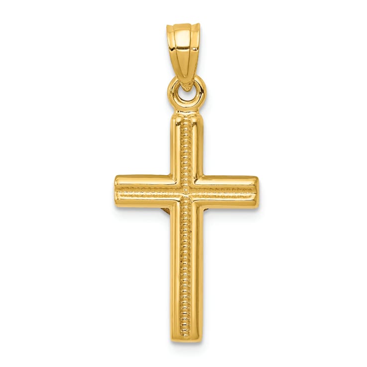 14K Yellow Gold Hollow Crucifix Pendant