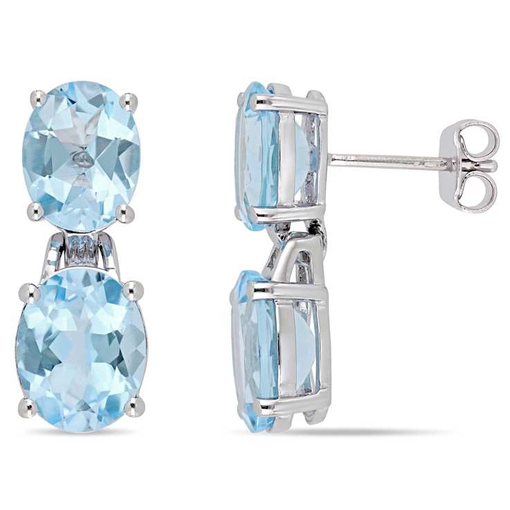 12.63ctw Sky Blue Topaz Dangle Earrings in Sterling Silver