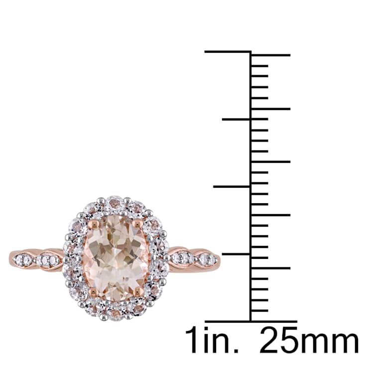 Morganite, White Topaz and Diamond 14K Rose Gold Ring 1.83ctw