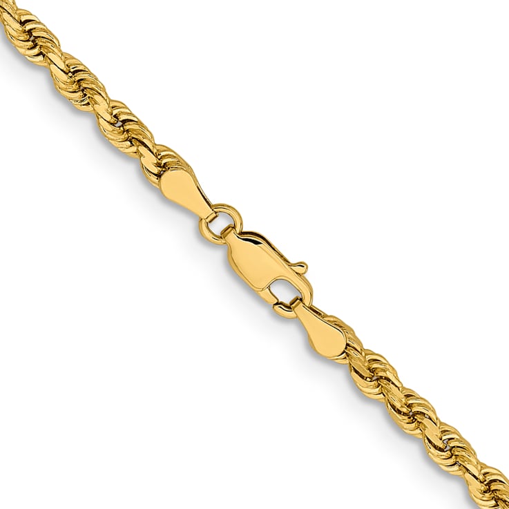 14k Yellow Gold 3.75mm Solid Diamond-Cut Rope 22 Inch Chain