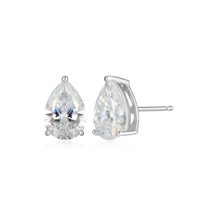 Pear Shape Moissanite Platineve Stud Earrings 4.20ctw DEW