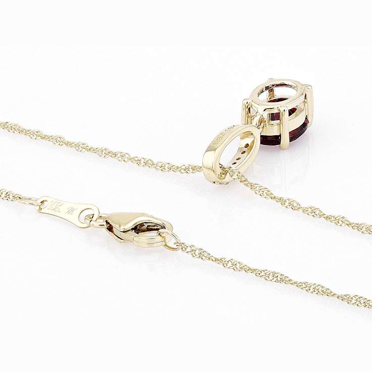 Grape Garnet And White Diamond Pendant Necklace In Solid 10K Yellow Gold 1.22ctw