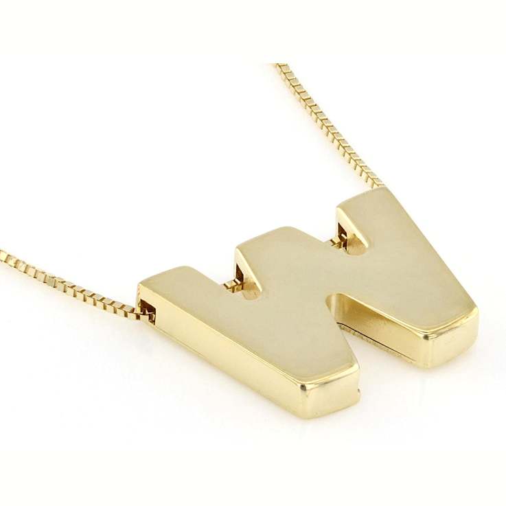 Block Letter W Initial Necklace In 10K Yellow Gold