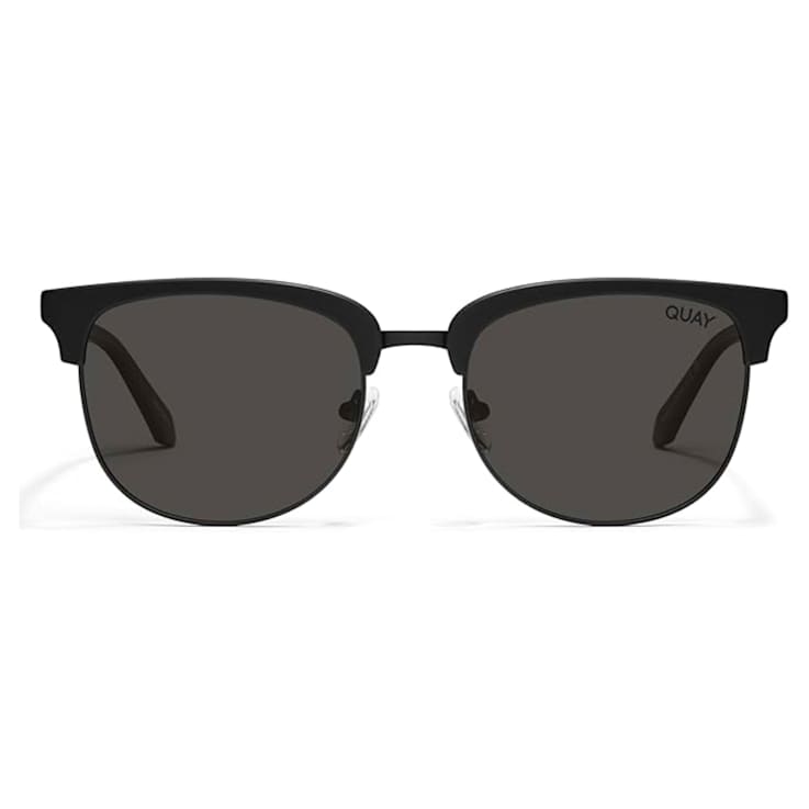 QUAY "EVASIVE" Black Oval Frame / Smoke Polarized Lenses Sunglasses