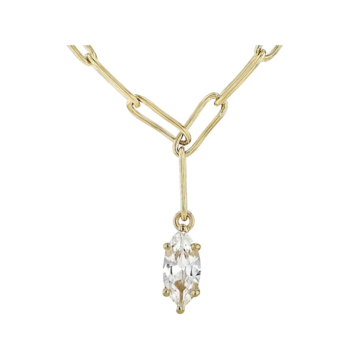 Lab-Created White Sapphire Marquise Paperclip Necklace In 18K Gold Over
Sterling Silver 0.98ct