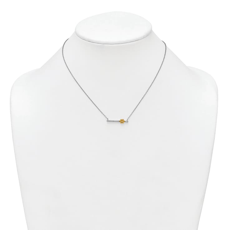 10K Yellow Gold Over Sterling Silver Cubic Zirconia Paw Bar 16-inch with
2-inch Ext. Necklace