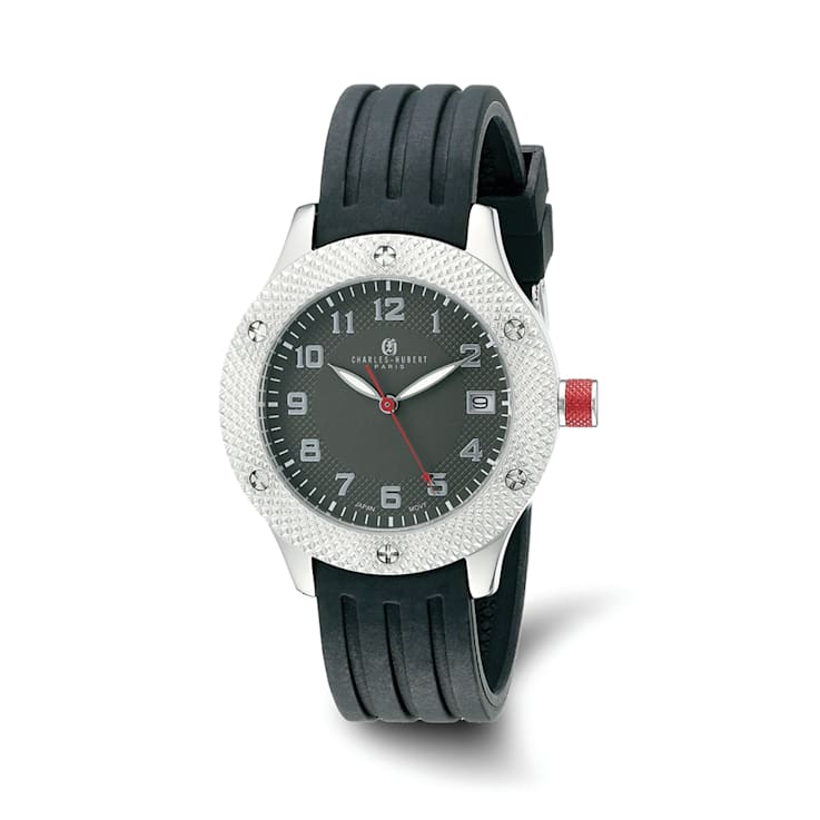 Charles Hubert Ladies Stainless Steel Black Dial Watch