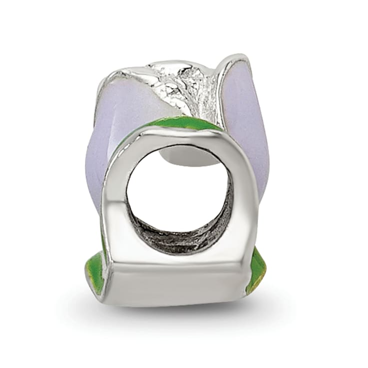 Sterling Silver Enameled Tulip Bead