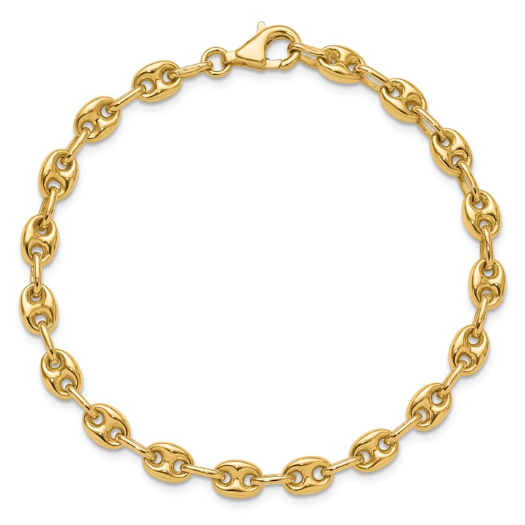 14K Yellow Gold 5mm Anchor Link 7.5 Inch Bracelet