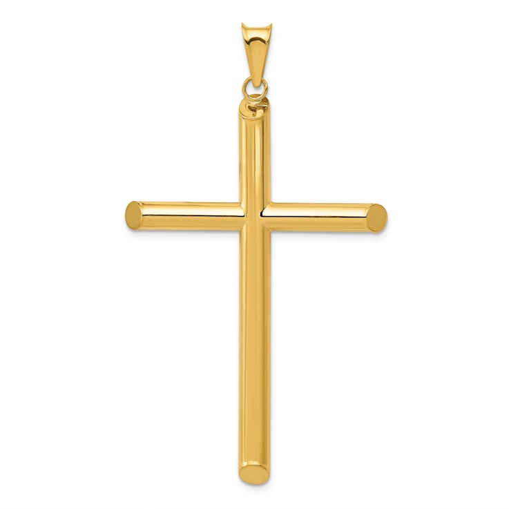 14k Yellow Gold Polished 3D Cross Pendant
