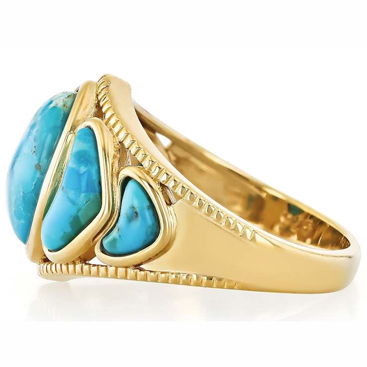 Turquoise Multi-Shape Ring In 18K Gold Over Sterling Silver