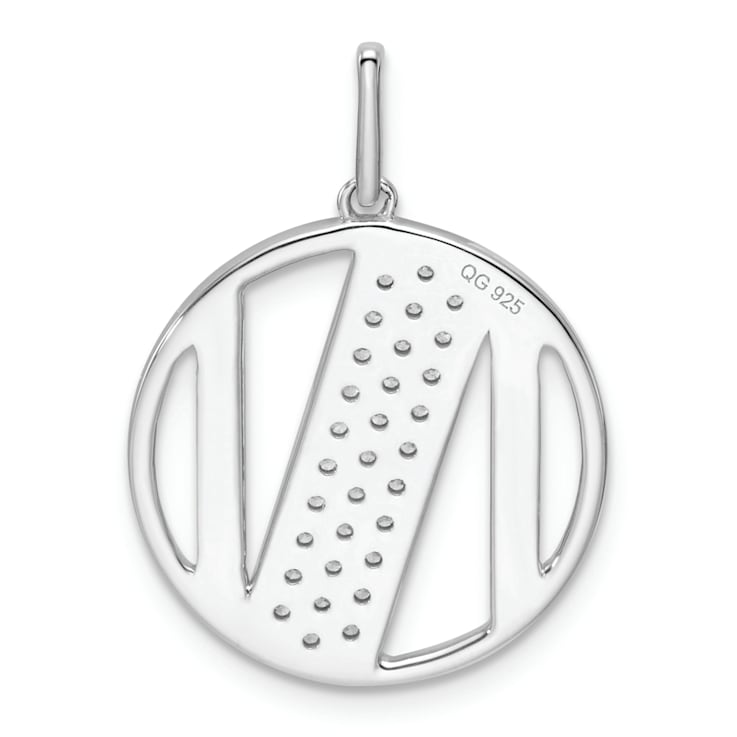 14K White Gold Gatsby Diamond Initial N Charm