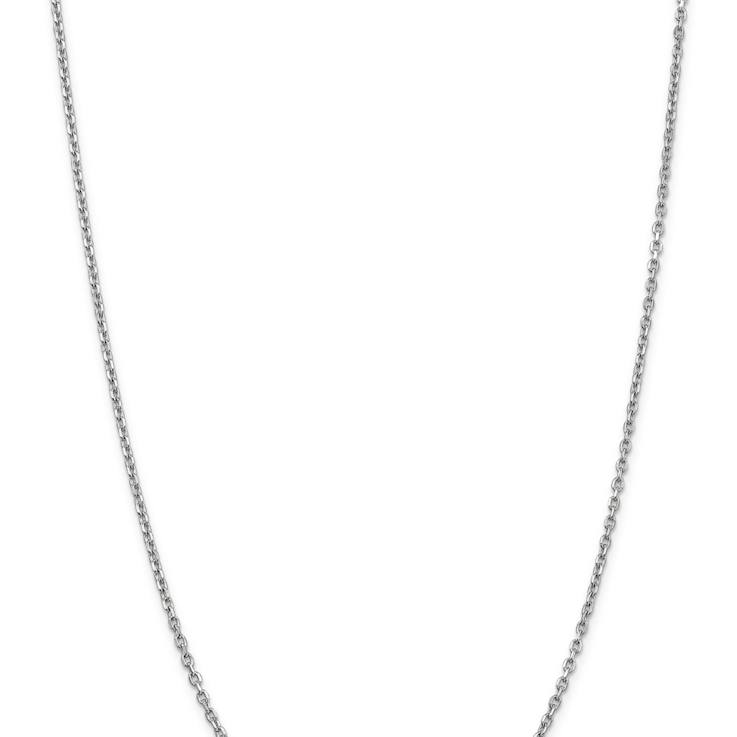 Rhodium Over 14k White Gold 2.2mm Solid Diamond-Cut Round Open Link
Cable 24 Inch Chain