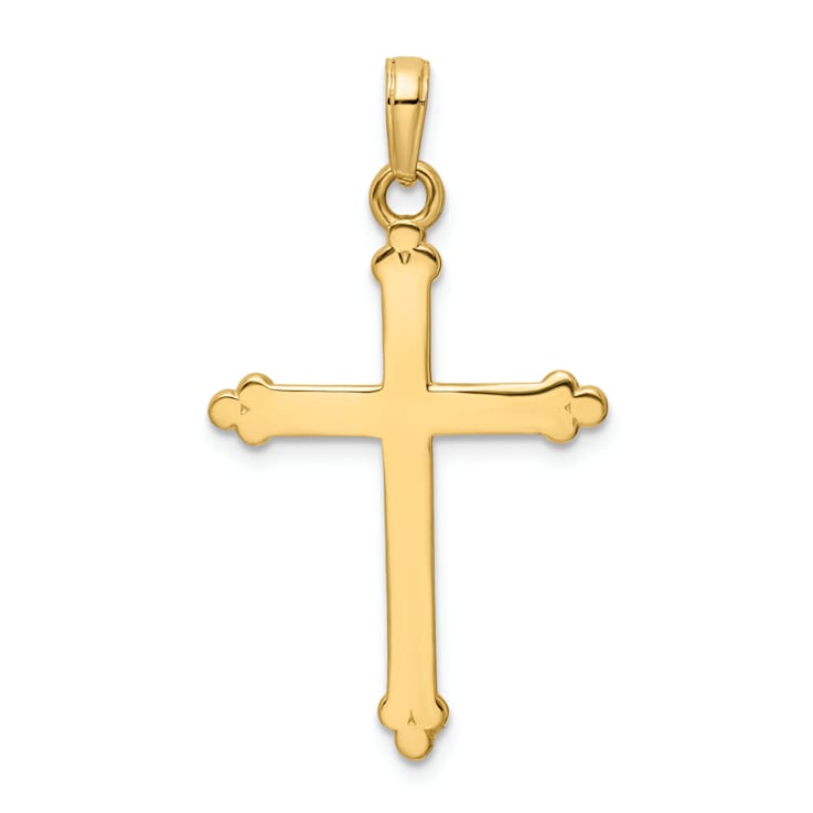 14k Two-tone Gold Diamond-cut Cross Pendant