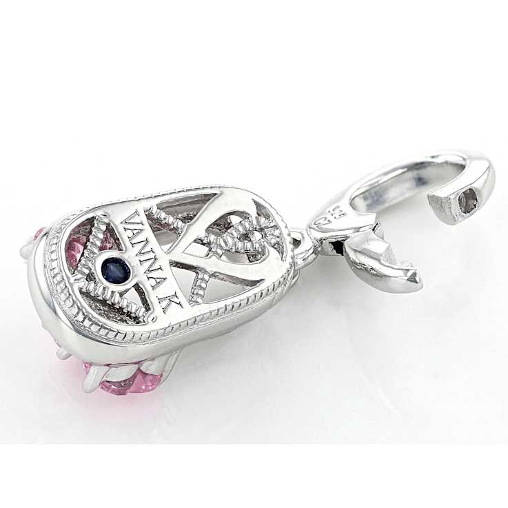 Pink Cubic Zirconia Platineve Over Sterling Silver  Baby Girl Boot Charm 0.53ctw