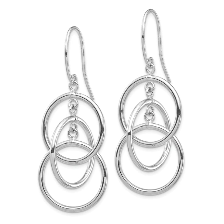 Rhodium Over 14k White Gold Polished Circles Dangle Earrings