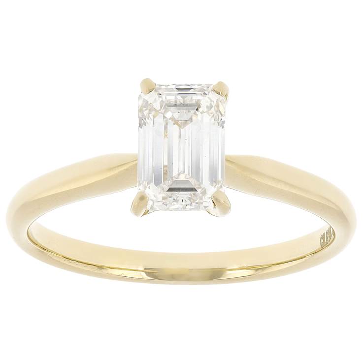Lab-Grown Diamond Emerald-Cut Solitaire Ring In 14K Gold 1.10ct