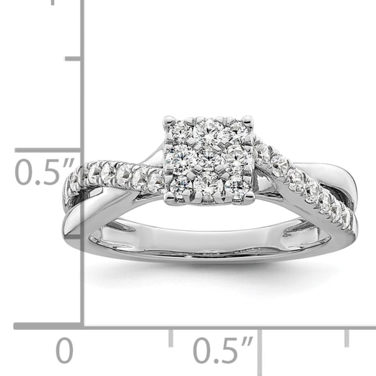 Rhodium Over 14K White Gold Lab Grown Diamond VS/SI GH, Cluster Ring 0.511ctw