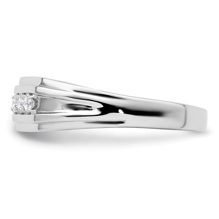 Rhodium Over 14K White Gold Lab Grown Diamond Men's Ring