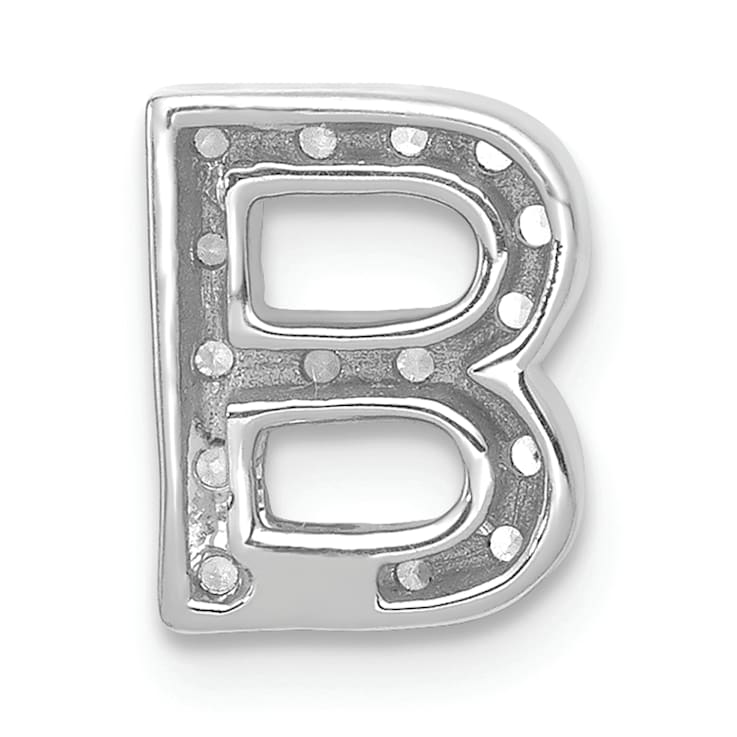 Rhodium Over 14K White Gold Diamond Letter B Initial Charm
