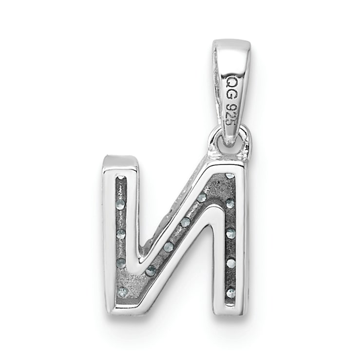 14K White Gold Diamond Letter N Initial with Bail Pendant