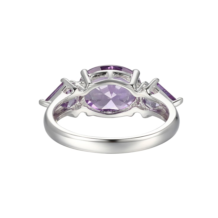 Lab Created Alexandrite Sapphire Platinum  December Birthstone Ring 3.28ctw