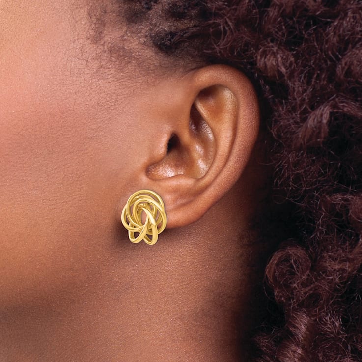 14k Yellow Gold 19mm Love Knot Stud Earrings