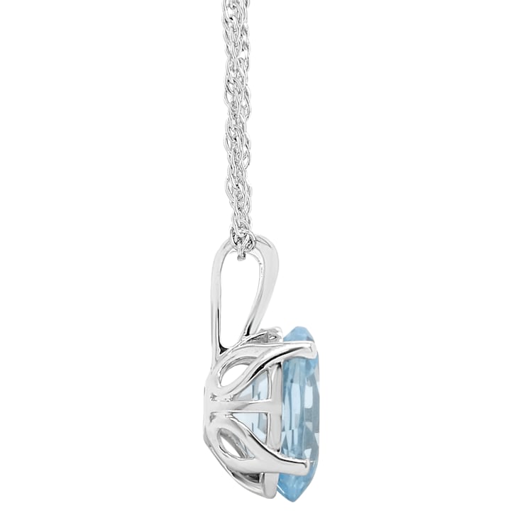 10x8mm Oval Sky Blue Topaz Rhodium Over Sterling Silver Pendant With Chain