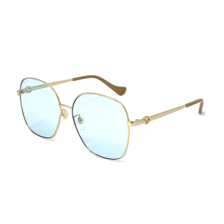 Gucci Gold Tone Frame / Blue Lens Sunglasses