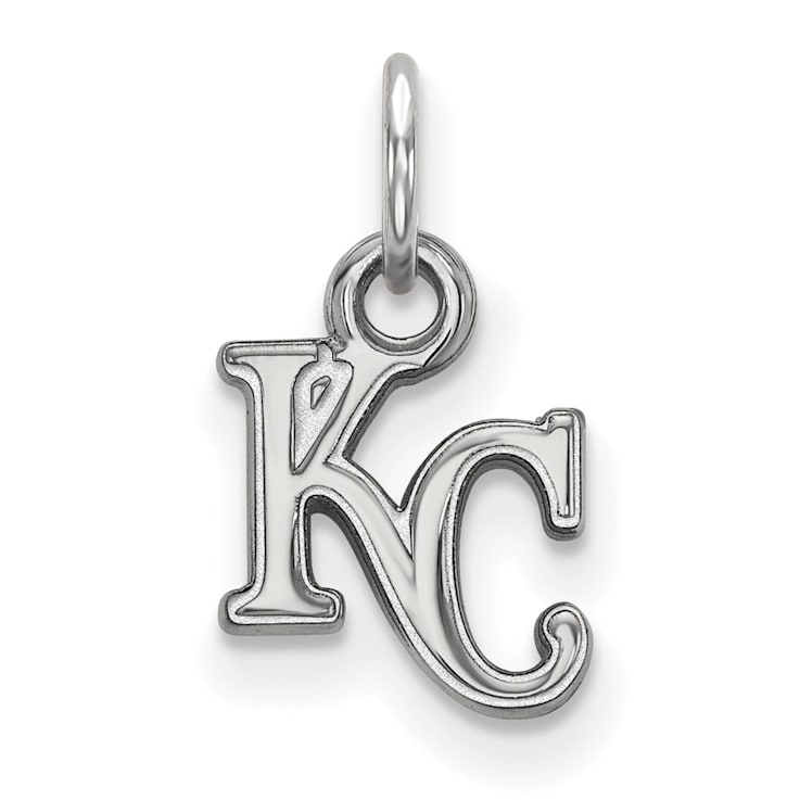Rhodium Over Sterling Silver MLB Kansas City Royals LogoArt Pendant