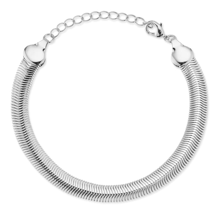Rachel Zoe 8mm Snake Chain Bracelet in Rhodium Over Brass