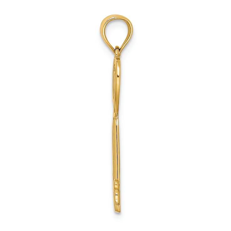 14k Yellow Gold Key with Heart Sweet 16 Pendant