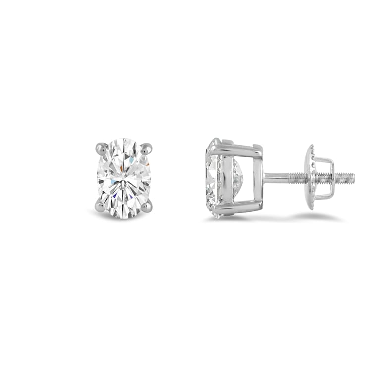 White Cubic Zirconia 14k White Gold Studs With Velvet Gift Box 1.00ctw