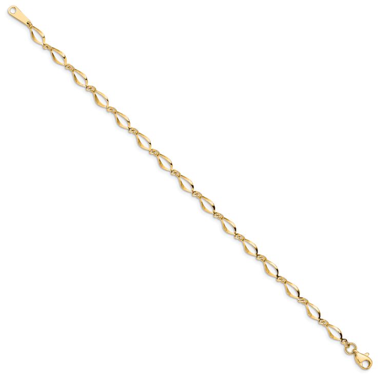 10k Yellow Gold 5mm Polished Fancy Link Bracelet