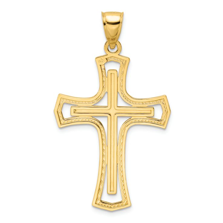 14k Yellow Gold Polished Cross Pendant