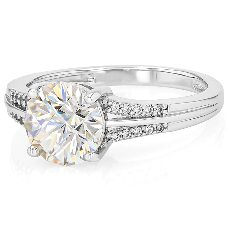 Diamond Simulant Castle Cut And White Zircon Ring In Platinum Over
Sterling Silver 3.49ctw