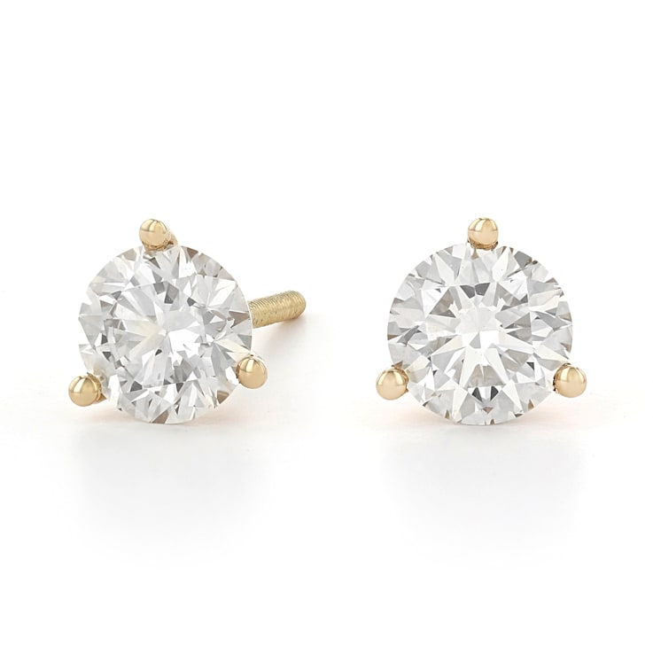 Certified White Lab-Grown Diamond H-I SI 14k Yellow Gold Martini Stud
Earrings 2.00ctw