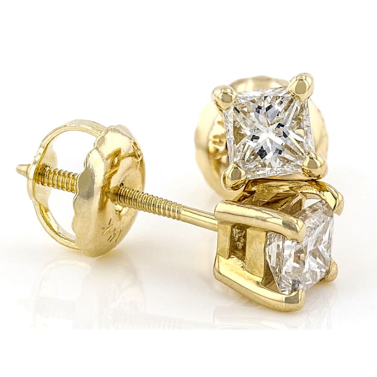 White Diamond 14k Yellow Gold Stud Earrings 0.50ctw