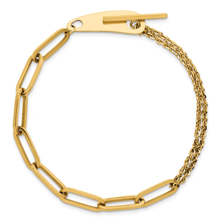 14K Yellow Gold Mixed Link 7.5 inch Toggle Bracelet