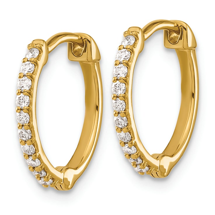 14K Yellow Gold Lab Grown Diamond Hoop Earrings
