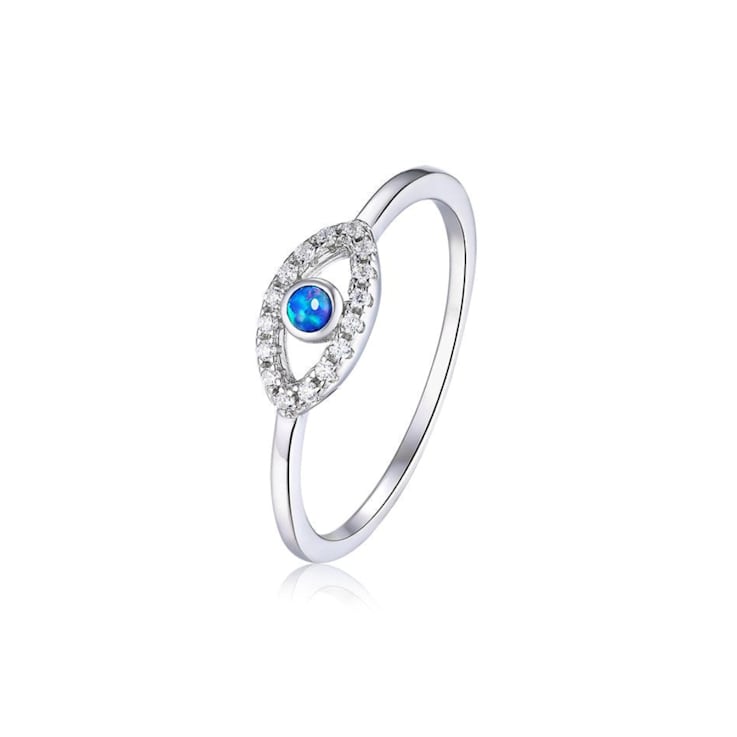 Blue Lab Created Opal and White CZ Ring Rhodium Over Sterling Silver
Evil Eye Jewelry