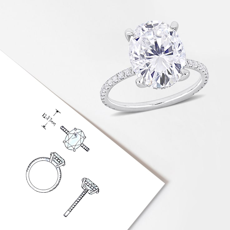 4 7/8 CT DEW Created Moissanite Engagement Ring in 10K White