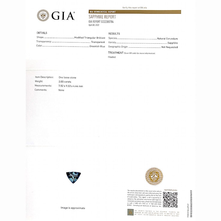 Teal Greenish-Blue Sapphire 9.53x7.52mm Trillion 2.00ct