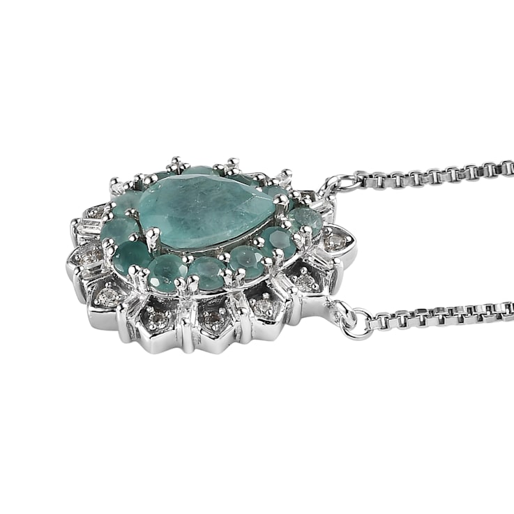 Sterling Silver Mixed Grandidierite and White Zircon Necklace 2.76ctw