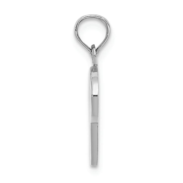 Rhodium Over 14k White Gold Polished Script Letter P Initial Pendant