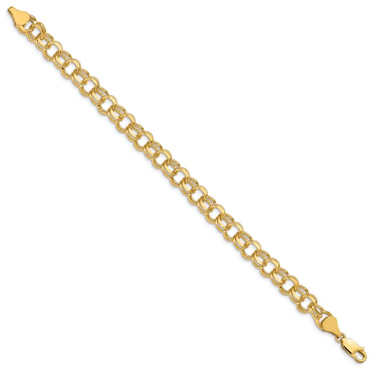 14k Yellow Gold 8mm Double Link Charm Bracelet