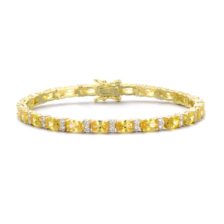 Citrine Color CZ Tennis Bracelet In 14K Gold Over Sterling Silver