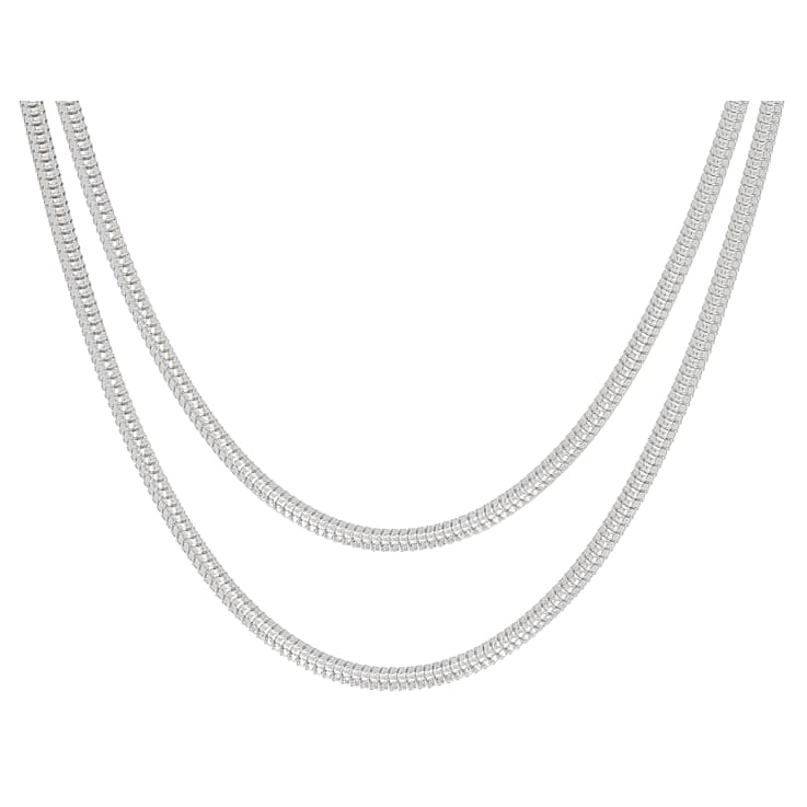 Snake Chain Necklace Set Of 2 In Sterling Silver 18 And 20 Inch