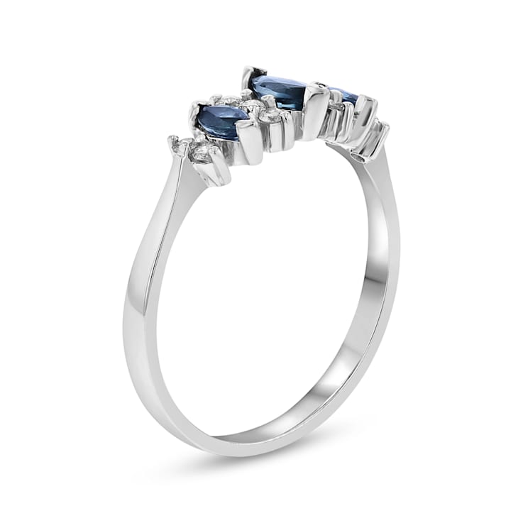0.55ctw Marquise Sapphire and Diamond Ring in 14k White Gold