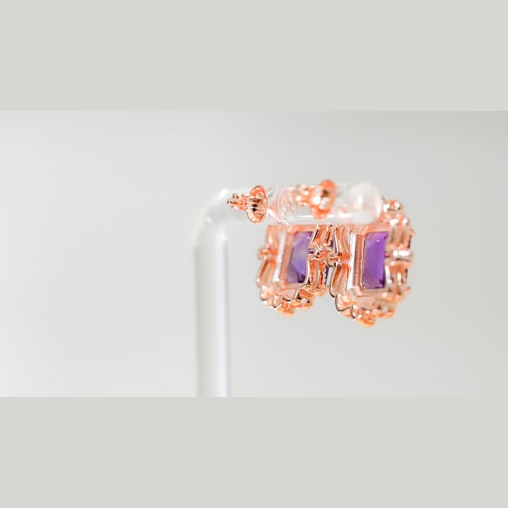 Amethyst and CZ 4.51 Ctw Octagon 18K Rose Gold Over Sterling Silver
Center Design Earrings Jewelry
